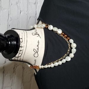 Glass Pearl Metal Statement Necklace - A New Day